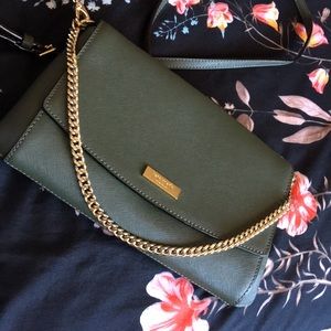 Kate Spade Crossbody Olive Green Gold Detailing